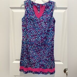 Vineyard Vines Navy Pink Whale Print Sleeveless Dress